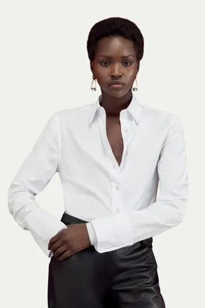 Karen Millen Cotton Woven Buttoned Shirt in White at Nordstrom, Size 10