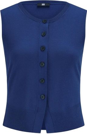 Riani Fijngebreide Vest met Knopen - Dames - Vesten - Blauw - M - Denim - Truien & Vesten