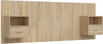 vidaXL Cabecero De Cama Con Mesitas Madera Contrachapada Roble Sonoma Vidaxl