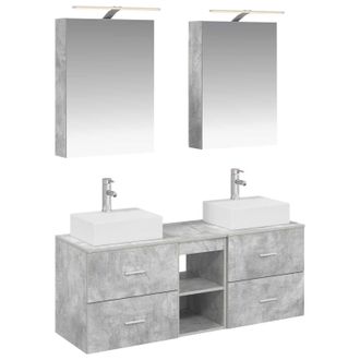 vidaXL Juego De Muebles De Ba&ntilde;o 5 Uds. Gris Hormig&oacute;n Vidaxl