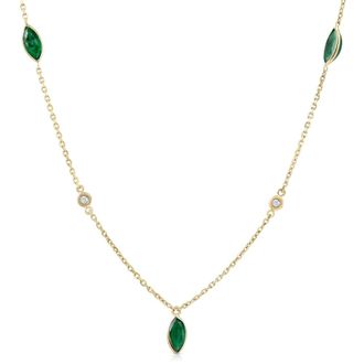 Pompeii3 3/4 Ct tdw Marquise Emerald & Diamond By The Yard 18 Necklace