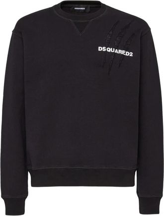 Dsquared2 Stijlvol Sweatshirt - Heren - Sweatshirts - Zwart - L - Katoen - Hoodies & sweatvesten