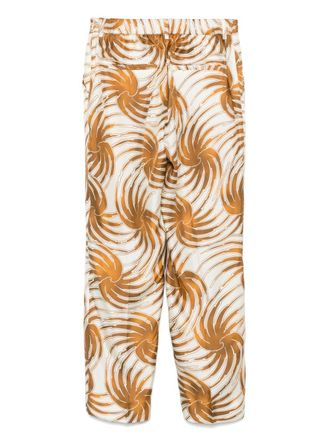 Alberto Biani Abstract-Pattern Silk Trousers - Cream