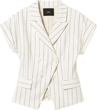 Twinset Pinstripe Blazer - Dames - Blazers - Wit - L - Leer - Jassen