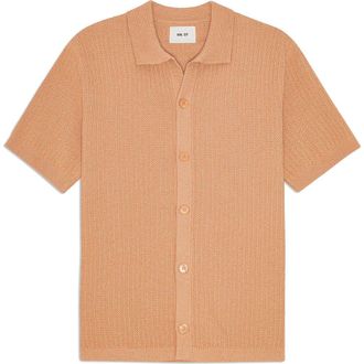 Nn.07 Ares 60019 Short Sleeve Organic Cotton Cardigan in Coralshell at Nordstrom, Size Xx-Large