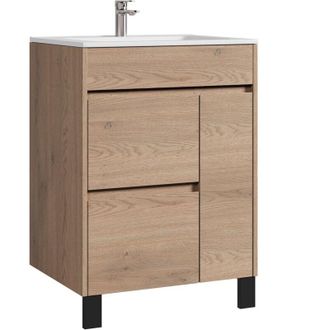 Badplaats Set di mobili da bagno con lavabo e mobile sottolavabo Salzburg 60 cm - Rovere castagno