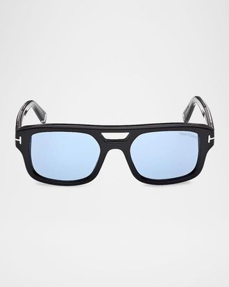 Tom Ford Men & apos;s Icon Double-Bridge Acetate Rectangle Sunglasses