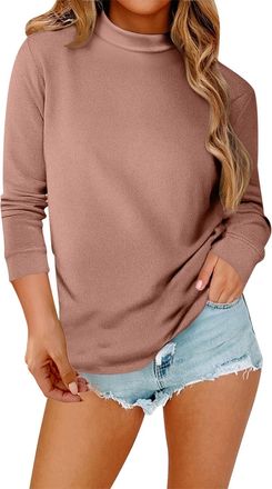 Generic Imitated 1&2PC Woolen Bloom Womens Turtle Neck Jumpers Polo Neck Ladies Jumper High Neck Tops Pullover Sweater Long Sleeves Dolman Loose Knitted Sweat