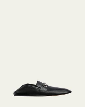 Gucci Mens Edgar Leather Bit Loafers with Foldable Heel