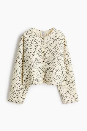 H&M Oversized Quilted Jacket in Light Yellow/dotted at Nordstrom, Size Xx-Large