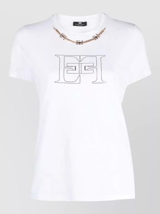 Elisabetta Franchi cotton t shirt logo and chain detail