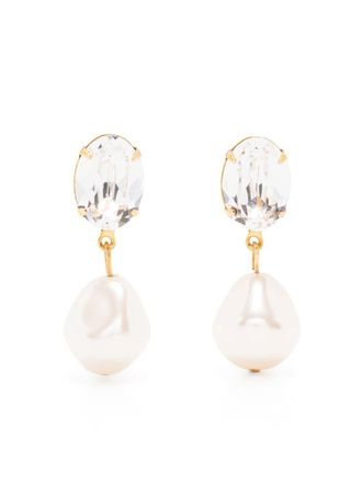 Jennifer Behr Tunis crystal pearl drop earrings - women - Gold - One Size