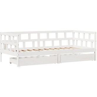vidaXL Sof&aacute; Cama Con Cajones Madera Maciza De Pino Blanca 80x200 Cm Vidaxl