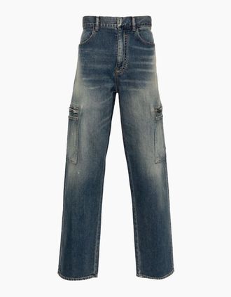 Givenchy Mens Distressed Zip Pocket Jeans Blue - Size: 32/34