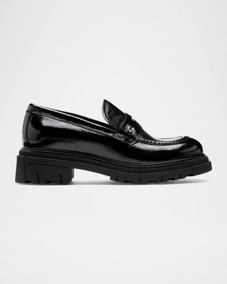 La Canadienne Doe Crinkle Leather Penny Loafers