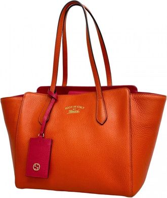 Gucci Orange Pink Leather Tote Bag (Pre-Owned)