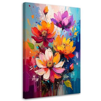 Feeby Cuadro En Lienzo Colorido Ramo De Flores En Una Alegre Composici&oacute;n Pict&oacute;rica 80x120