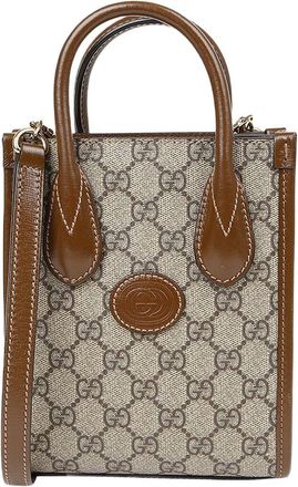 Gucci Brown Canvas Interlocking Mini Tote