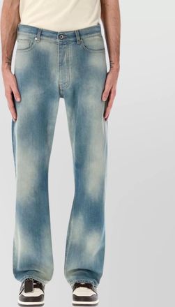 Off-white denim mid-rise straight-leg jeans
