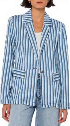 Velvet Heart Deni Single Button Blazer In Blue Stripe