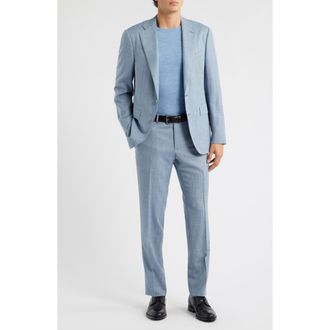 Canali Capri Trim Fit Light Blue Wool Blend M&eacute;lange Suit at Nordstrom, Size 42 Us