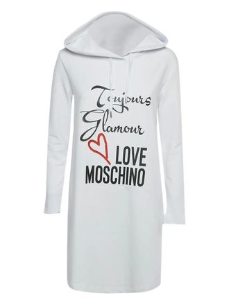 Love Moschino cotton hoodie dress - White