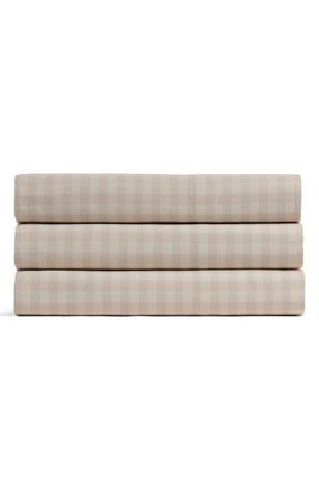 Parachute Brushed Cotton Top Sheet in Bone Check at Nordstrom, Size King/california King