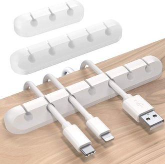 OEM Clips Para Cables, Sujetacables En Un Juego De 3, Organizadores De Cables Para Cargadores Usb, Auriculares Y Cables De Ordenador, Color Negro