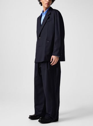 Wooyoungmi Mens Fluid banker-striped drawstring-waist pant