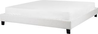 Beliani Cama Con Somier Sin Cabecero Tapizada De Tela De Poli&eacute;ster Gris Claro 180 X 200 Cm Roanne