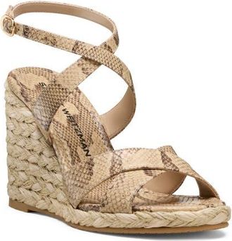 Stuart Weitzman Alyssa Ankle Strap Wedge Sandal in Adobe Beige at Nordstrom, Size 11.5