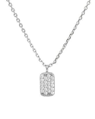 Savvy Cie Jewels Silver Cz Small Tag Necklace