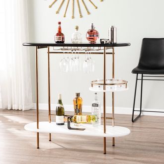 SEI Dagney Wine Bar Table With Glassware Storage