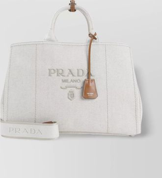 Prada grey stitching tote bag