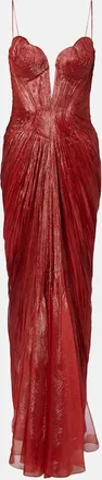 Maria Lucia Hohan Vestido bustier de fiesta Cecilia de muselina de seda drapeado