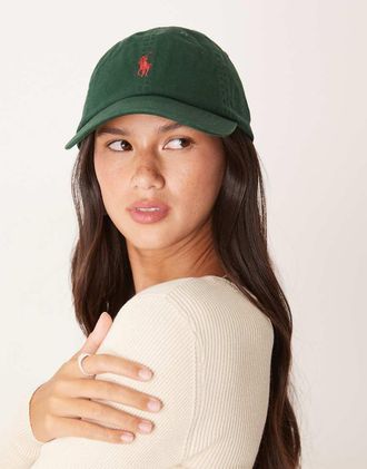 Polo Ralph Lauren Cappello con visiera verde e rosso con logo