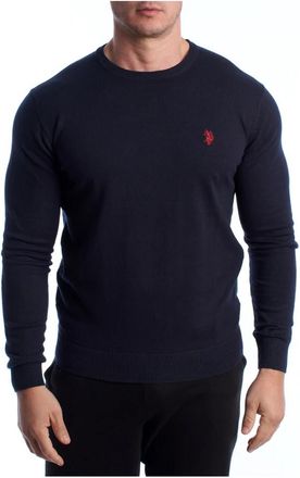 U.S.Polo Association Rondgebreide trui - Heren - Ronde hals truien - Blauw - 4XL - Katoen - Truien & Vesten