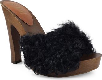 Zigi Soho Genuine Shearling Platform Sandal in Black at Nordstrom, Size 11