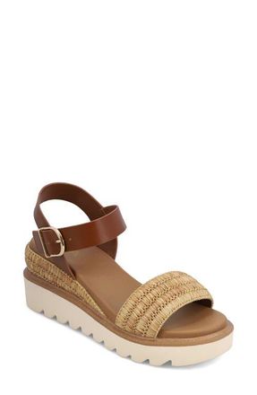 Mia Odalys Wedge Sandal in Cognac/Natural at Nordstrom, Size 7.5