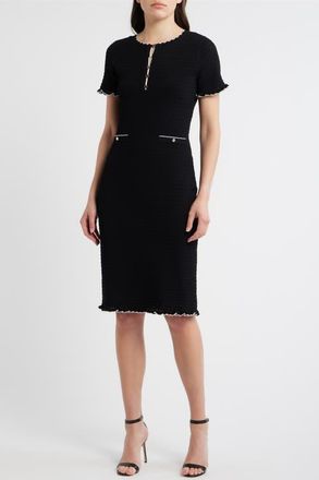 Elie Tahari The Easton Midi Dress in Noir/ivory at Nordstrom, Size X-Small