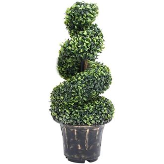 vidaXL Pianta di Bosso Artificiale a Spirale con Vaso Verde 89 cm - Vidaxl