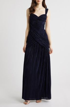 Black Halo Zia Pliss&eacute; Gown in Ink at Nordstrom, Size 14