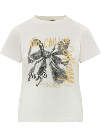 Pinko White Graphic Crew Neck T-Shirt