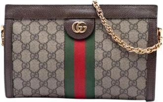 Gucci Pre-owned Ophidia Crossbody Bag - Dames - Vintage Clutch - Beige - ONE Size - Leer - Vintage