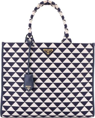 Prada Symbole Shopper Jacquard Large tote bag - Blu