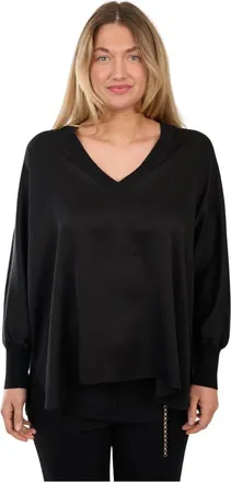 Ivi Seaside Collection Ivi, Overhemden, Dames, Zwart, S, V-hals Zijden Blouse