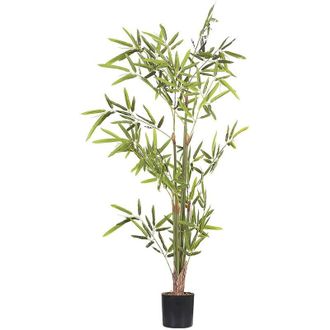 Beliani Beliani - Planta Artificial Bamb&uacute; En Maceta De Material Sint&eacute;tico Verde Y Negro Accesorio Decorativo De Interior 100 Cm Bambusa Vulgaris