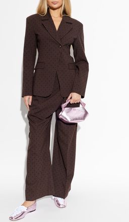 Ganni Blazer With A Check Pattern, Womens, Brown