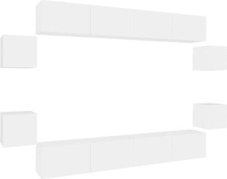 vidaXL Set De Muebles Para Tv 8 Piezas Madera Contrachapada Blanco