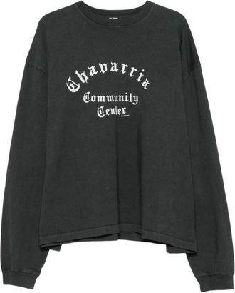 Willy Chavarria Community Center Long-Sleeve Buffalo Tee - Heren - Sweatshirts - Zwart - XL - Katoen - Hoodies & sweatvesten
